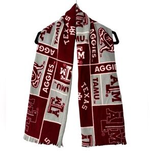 Texas A&M Fleece Scarf Unisex 9” Wide by 57” Long Burgundy Gray A&M Pattern